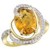 Natural 6.53 ctw quartz & Diamond Engagement Ring 14K Yellow Gold - REF-70Z6Y