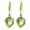 Genuine 26.1 ctw Green Amethyst & Diamond Earrings Jewelry 14KT Yellow Gold - REF-55X3M