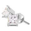 Image 1 : 0.20 CTW Princess Diamond Solitaire Studs Earrings 14KT White Gold - REF-20Y9X