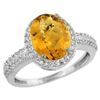 Image 1 : Natural 2.56 ctw Whisky-quartz & Diamond Engagement Ring 14K White Gold - REF-41A2V