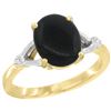 Image 1 : Natural 1.56 ctw Onyx & Diamond Engagement Ring 10K Yellow Gold - REF-22H3W