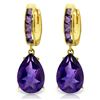 Genuine 13.2 ctw Amethyst Earrings Jewelry 14KT Yellow Gold - REF-67Z5N