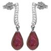 Genuine 6.88 ctw Ruby & Diamond Earrings Jewelry 14KT White Gold - REF-47A3K