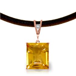 Genuine 6.51 ctw Citrine & Diamond Necklace Jewelry 14KT Rose Gold - REF-31Z6N