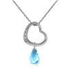 Genuine 2.28 ctw Blue Topaz & Diamond Necklace Jewelry 14KT White Gold - REF-40H7X