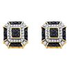 Image 1 : 0.48 CTW Black Color Diamond Square Geometric Cluster Earrings 10KT Yellow Gold - REF-32M9H