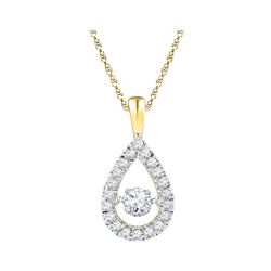 0.40 CTW Diamond Solitaire Teardrop Pendant 10KT Yellow Gold - REF-50M9H