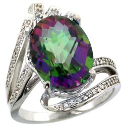 Natural 5.76 ctw mystic-topaz & Diamond Engagement Ring 14K White Gold - REF-92F7N