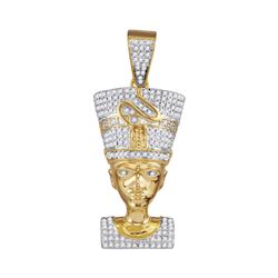 0.60 CTWMens Diamond Nefertiti Pharaoh Charm Pendant 10KT Yellow Gold - REF-52W4K