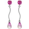 Genuine 4.3 ctw Pink Topaz Earrings Jewelry 14KT White Gold - REF-24V4W
