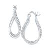 Image 1 : 0.50 CTWDiamond Oval Hoop Earrings 10KT White Gold - REF-52K4W