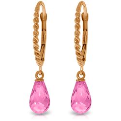 Genuine 3 ctw Pink Topaz Earrings Jewelry 14KT Rose Gold - REF-24W3Y