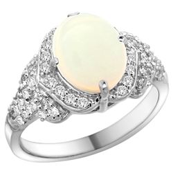 Natural 1.93 ctw opal & Diamond Engagement Ring 14K White Gold - REF-101N9G