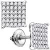 Image 1 : 0.51 CTW Diamond Square Cluster Screwback Earrings 10KT White Gold - REF-41F2N
