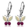 Image 1 : Genuine 1.39 ctw Opal & Ruby Earrings Jewelry 14KT White Gold - REF-41X4M