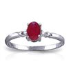 Image 1 : Genuine 0.51 ctw Ruby & Diamond Ring Jewelry 14KT White Gold - REF-22P3H