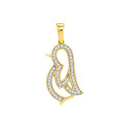 0.10 CTW Diamond Penguin Bird Animal Pendant 10KT Yellow Gold - REF-13F4N