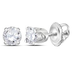 0.26 CTW Diamond Solitaire Stud Earrings 14KT White Gold - REF-18H2M