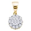 Image 1 : 0.25 CTW Diamond Flower Cluster Pendant 14KT Yellow Gold - REF-24X2Y