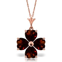 Genuine 3.8 ctw Garnet Necklace Jewelry 14KT Rose Gold - REF-42H2X