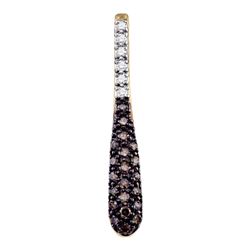0.35 CTW Black Color Diamond Dangle Drop Cluster Pendant 10KT Yellow Gold - REF-14M9H