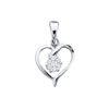 Image 1 : 0.08 CTW Diamond Flower Cluster Heart Pendant 10KT White Gold - REF-10M5H