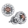 Image 1 : 0.70 CTWCognac-brown Color Diamond Screwback Stud Earrings 10KT White Gold - REF-41H9M