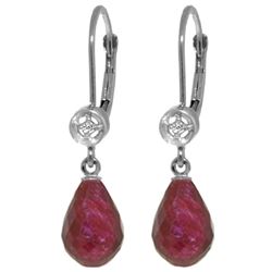 Genuine 6.63 ctw Ruby & Diamond Earrings Jewelry 14KT White Gold - REF-29A7K