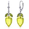 Image 1 : Genuine 19 ctw Quartz Lemon & Peridot Earrings Jewelry 14KT White Gold - REF-45V7W