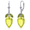 Image 1 : Genuine 19 ctw Quartz Lemon & Peridot Earrings Jewelry 14KT White Gold - REF-45V7W