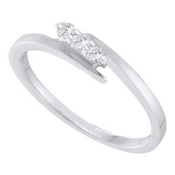 0.10 CTW Diamond 3-stone Promise Bridal Engagement Ring 10KT White Gold - REF-11W2K