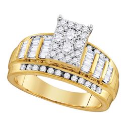 1.95 CTW Diamond Cluster Bridal Engagement Ring 10KT Yellow Gold - REF-142N4F