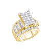 Image 1 : 3 CTW Princess Diamond Cluster Bridal Engagement Ring 14KT Yellow Gold - REF-271M4H