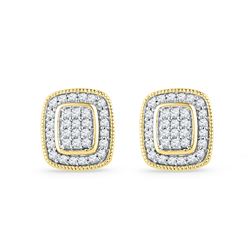 0.25 CTW Diamond Square Cluster Stud Earrings 10KT Yellow Gold - REF-19F4N