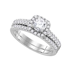 1.25 CTW Diamond Halo Bridal Engagement Ring 14KT White Gold - REF-299N9F