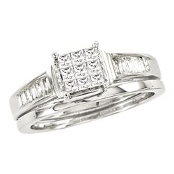 0.50 CTW Princess Diamond Bridal Engagement Ring 14KT White Gold - REF-79N4F