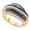 Image 1 : 1.11 CTW Black Color Diamond Ring 14KT Yellow Gold - REF-95W9K