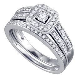 0.50 CTW Diamond Halo Bridal Engagement Ring 14KT White Gold - REF-71F9N