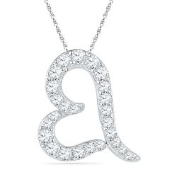 0.16 CTW Diamond Heart Love Pendant 10KT White Gold - REF-9F7N