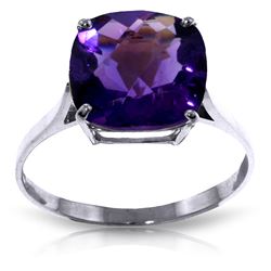 Genuine 3.6 ctw Amethyst Ring Jewelry 14KT White Gold - REF-34V7W