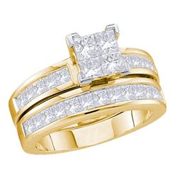 2 CTW Princess Diamond Bridal Engagement Ring 14KT Yellow Gold - REF-209H9M