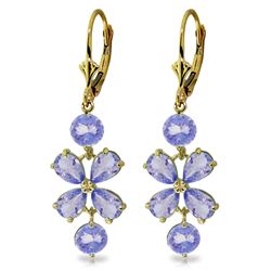 Genuine 5.32 ctw Tanzanite Earrings Jewelry 14KT Yellow Gold - REF-75Y2F