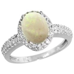 Natural 1.21 ctw Opal & Diamond Engagement Ring 10K White Gold - REF-31Y5X