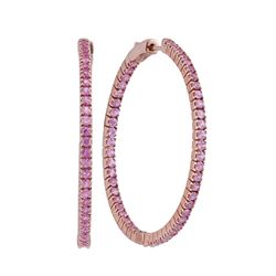 3.75 CTW Pink Sapphire In/Out Hoop Earrings 14KT Rose Gold - REF-127H4M