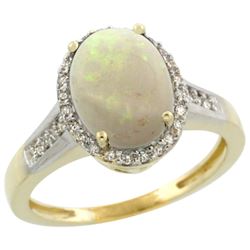 Natural 2.49 ctw Opal & Diamond Engagement Ring 14K Yellow Gold - REF-41K7R