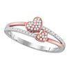 Image 1 : 0.15 CTW Diamond Double Heart Love Ring 10KT Two-tone Gold - REF-18Y2X