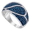 Image 1 : 1.1 CTW Blue Color Diamond Ring 10KT White Gold - REF-67M4H