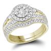 Image 1 : 1 CTW Diamond Cluster Bridal Engagement Ring 14KT Yellow Gold - REF-104W9K