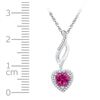 Image 2 : 1.14 CTW Created Ruby Solitaire Heart Pendant 10KT White Gold - REF-12K2W