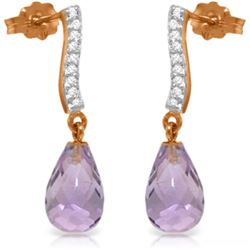 Genuine 4.78 ctw Amethyst & Diamond Earrings Jewelry 14KT Rose Gold - REF-46P2H